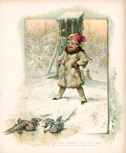 Poika katsomassa ankkoja lumessa tekijältä English School