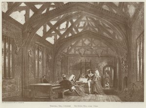Bramhall Hall, Cheshire, ruokasali (litho) tekijältä English School