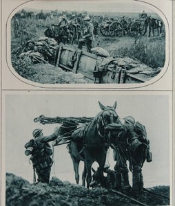 Brittiläiset tykkimiehet hevoshevosineen, Flanderi, elokuu 1917 tekijältä English School