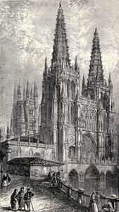 Burgosin katedraali, Burgos, Espanja, Henry Edward Wattsin teoksesta "Espanja: Yhteenveto Espanjan historiasta maurien valloituksesta Granadan kukistumiseen, 711-1492", julkaistiin vuonna 1893. tekijältä English School