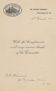 Cabmens Shelter Fun, perustettu tammikuussa 1875. Kirje tekijältä English School