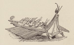 Caesar, Gallian sota: roomalainen sota-alus (litografia) tekijältä English School