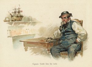 Kapteeni Cuttle puree kynsiään (chromolitho) tekijältä English School