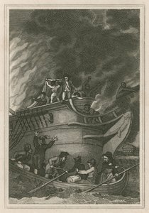 Kapteeni George Farmerin sankarillisuus tapahtumassa 6. lokakuuta 1779 (kaiverrus) tekijältä English School