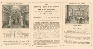 Kortti, joka mainostaa Chancery Lane Safe Deposit, 61-62 Chancery Lane, Lontoo tekijältä English School
