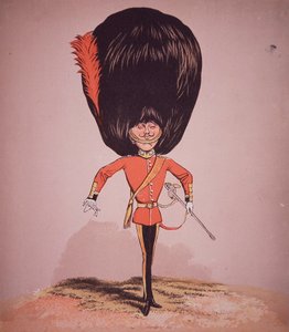 Karikatyyri Coldstream Guards Upseerista, majuri Seccomben "Army and Navy Drolleries" -sarjasta tekijältä English School