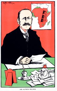 Karikatyyri Sir Alfred Milneristä, Cape Colonyn brittiläisestä siirtomaakuvernööristä toisen buurisodan syttyessä tekijältä English School