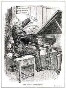 Sarjakuvalamppu LLoyd George suurena improvisoijana tai Improvisaatio-torien johtajana, kesäkuu 1920 tekijältä English School