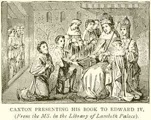 Caxton esittelee kirjansa Edward IV:lle tekijältä English School