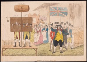 Cecil Wray teoksessa Pillory The Rights of the Commons, pub. 1784 (käsinvärinen kaiverrus) tekijältä English School