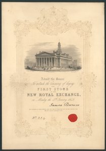 Uuden kuninkaallisen pörssin ensimmäisen kiven muurin seremonia Lontoossa 17. tammikuuta 1842 tekijältä English School