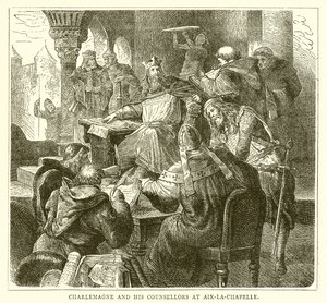Charlemagne ja hänen neuvonantajansa Aix-la-Chapellessa tekijältä English School