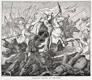 Charles Martel (n. 688-741) Poictiersissa, Ranskan historiasta, Emile de Bonnechose, julkaisija Ward, Lock and Co, Lontoo tekijältä English School