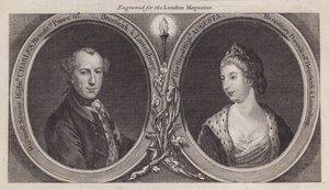 Charles William Ferdinand, Brunswickin herttua ja hänen vaimonsa, prinsessa Augusta, kuningas Yrjö III:n sisar (kaiverrus) tekijältä English School