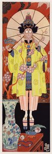 Chevalier de Villeclos kiinalaisessa asussa (väri litho) tekijältä English School