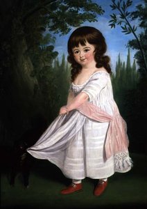 Lapsi leikkii koiransa kanssa, noin 1800 tekijältä English School