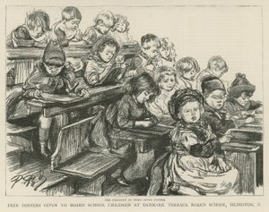 Lapset töissä illallisen jälkeen tekijältä English School