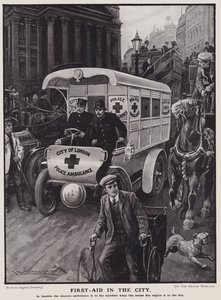 Lontoon kaupungin poliisin sähköambulanssi (litho) tekijältä English School