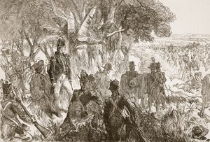 Clive at Plassey, kuvitus Cassells Illustrated History of Indiasta, James Grant, pubi. 1879 tekijältä English School