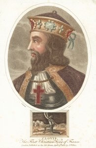 Clovis I, ensimmäinen kristitty frankkien kuningas (värikaiverrus) tekijältä English School