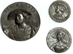 Henry VIII:ta ja Anne Boleyniä kuvaavat kolikot (kulta)