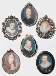 Miniatyyrikokoelma, LtoR, ylärivi: Frederich V (1596-1632) Ruhtinas Palatine, Böömin kuningas tekijältä English School