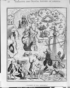 "Columbus at Isla Margarita", julkaisusta "The Narrative and Critical History of America", toimittanut Justin Winsor, Lontoo, 1886 tekijältä English School