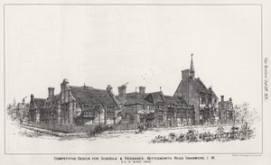 Kilpailukykyinen suunnittelu kouluille ja asuinalueille, Bettesworth Road, Swanwore, Isle of Wight (kaiverrus) tekijältä English School