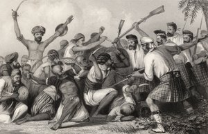 Konflikti ghazeen kanssa ennen Bareillyä 6. toukokuuta 1858, vuonna 1858 julkaistusta "Intian kapinan historiasta" tekijältä English School
