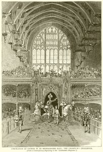 George IV:n kruunaus. Westminster Hallissa: Champions Challenge tekijältä English School