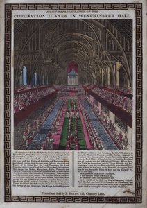Hänen Majesteettinsa [eli George III:n] kruunaus Westminsterissä (värillinen puupiirros) tekijältä English School