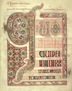 Cott Nero DIV f.139 Aloitussivu Pyhän Luukkaan evankeliumille, Lindisfarne Gospels, 710-721 (vellum) tekijältä English School