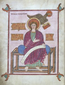 Cott Nero DIV f.209v St. John hänen symbolillaan, Lindisfarne Gospels, 710-721 (vellum) tekijältä English School