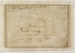 Cotó MS Vespasià F XIII f.123 Signatura "loyalty me lie" de Richard al costat de la signatura finlandesa d