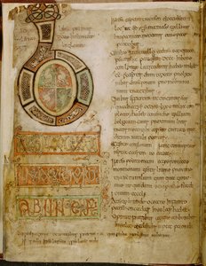 Puuvilla Tiberius C. II, f.5v Alkukirjain 