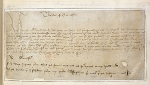 Cotton Vespasianus MS F III f.19 Richardin ensimmäinen säilynyt kirje Sir John Saylle tekijältä English School