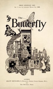 The Butterfly Magazine -lehden kansi, julkaistu 1. maaliskuuta 1899 (litho- ja kohopaino) tekijältä English School