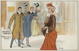 Krikettilausekkeet: "siisti leikkaus kahdelle" (chromolitho) tekijältä English School