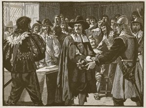 Cromwell hajottaa pitkän parlamentin, kuvitus Cassells Illustrated History of Englandista (seepiakuva) tekijältä English School