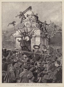 Väkijoukot repivät alas surutunnuksia Strasbourgin patsaasta Place de la Concordella Pariisissa tekijältä English School