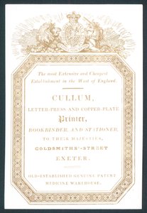 Cullum, Letter-Press ja Copper-Plate Printer, kauppakortti tekijältä English School
