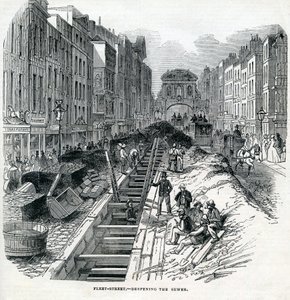 Fleet Streetin viemäriverkoston syventäminen, Lontoo, 1845 tekijältä English School