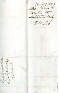 Devonshire MSS AS 3101, folio Pinder Simpsonin lordi George Cavendishille maksamista laskuista, mukaan lukien Alexander Bowien lasku tekijältä English School