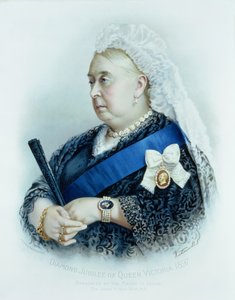 Kuningatar Victorian (1819-1901) timanttijuhlavuosi 1897 (väripainatus) tekijältä English School