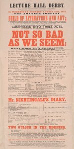 Dickens playbill: Ei niin pahalta kuin näytämme luentosalissa, Derby, ohjelma 25. elokuuta 1852