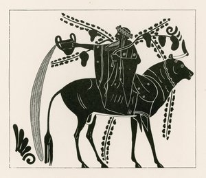 Dionysos ratsastamassa härällä (kaiverrus) tekijältä English School