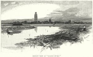 Kaukainen näkymä "Boston Stump" (kaiverrus) (kaiverrus) tekijältä English School