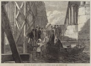 Sukellus varastettujen kellojen puolesta Blackfriars Bridgellä (kaiverrus) tekijältä English School
