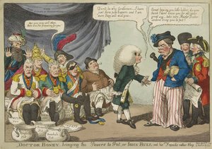 Tohtori Boney_tuo Powers to Pot tai John Bull ja hänen ystävänsä melko ujo pubi. 1808 (käsinvärinen kaiverrus) tekijältä English School