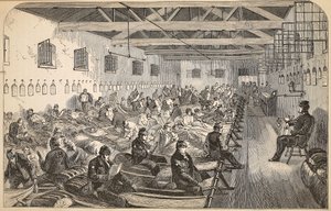 Coldbath Fieldsin vankilan asuntola, kuvitus Lontoon rikosvankiloista ja Henry Mayhew